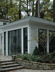 sunroom sunroom with natural brick wall and steps